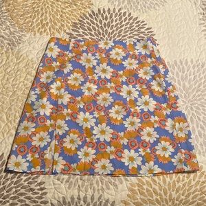 Floral Zip Hem Zipper Skirt